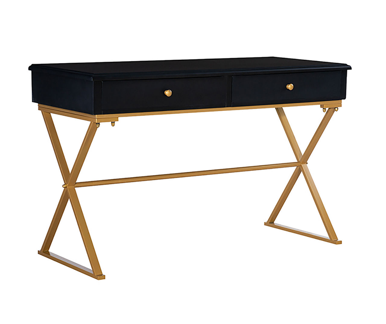 Glam Black Gold 2 Drawer Campaign Desk Big Lots