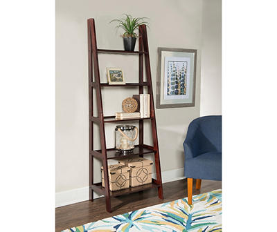 Boston Espresso 5-Shelf Wooden Ladder Bookcase