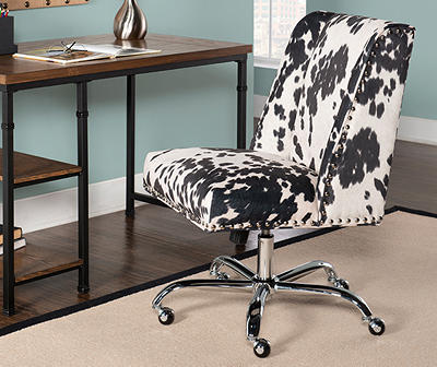 Austin Black Cow Print Draper Swivel Office Chair