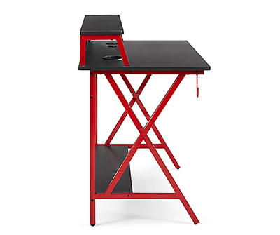 Jet Red LED Gaming Desk with Wireless Charging