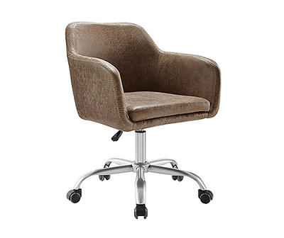 Kodi Brown Faux Leather Swivel Office Chair