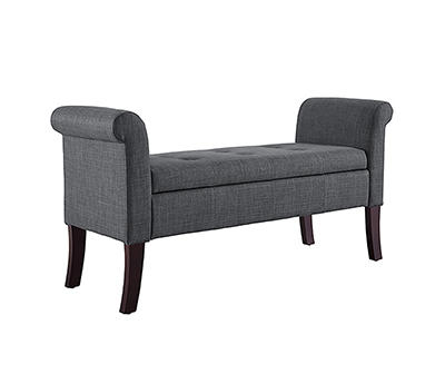 Emery Charcoal Tufted Fabric Storage Bench