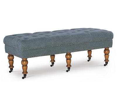 Claire Linen Upholstered Rolling Bench