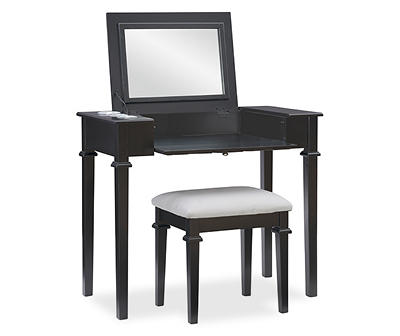 Holly 2-Piece Black & Gray Lifting Mirror Vanity Set