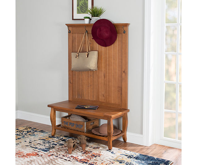 Denver Antique Pine 4-Hook Curved Leg Hall Tree
