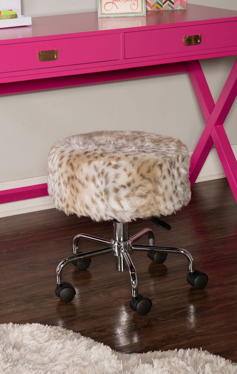 Faux fur rolling stool hot sale