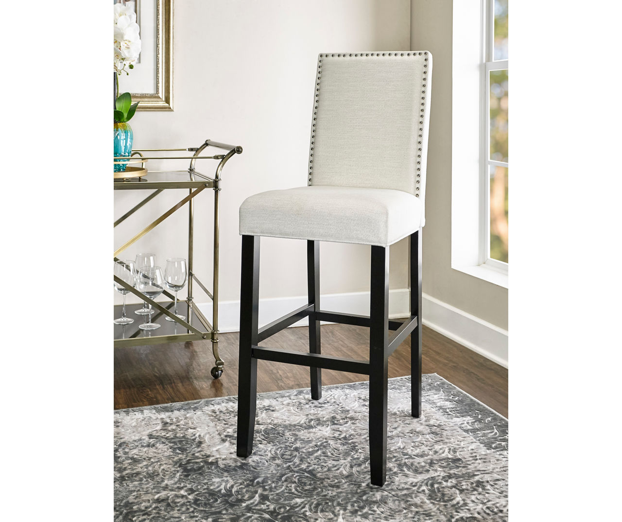 Blaire White Glitz Nailhead Bar Stool Big Lots