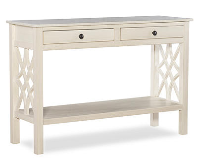 White Geometric 2 Drawer Console Table