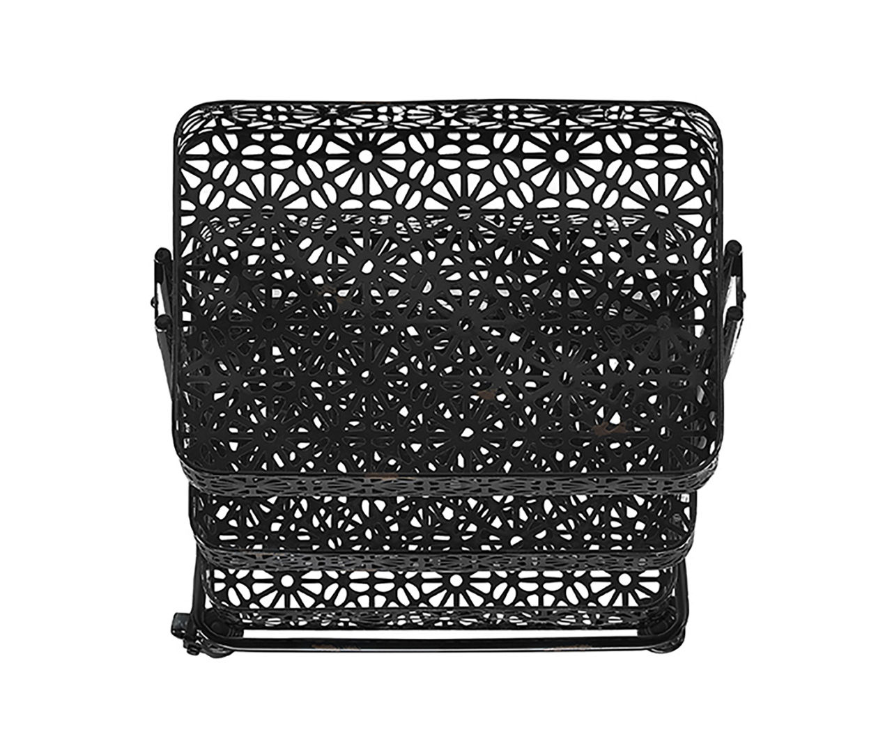 Mabry Black 3-Tier Pierced Floral Rolling Cart