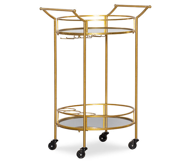 Hale Gold 2Shelf Round Metal Rolling Bar Cart Big Lots