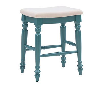 Bristol Antique Blue & White Backless Counter Stool