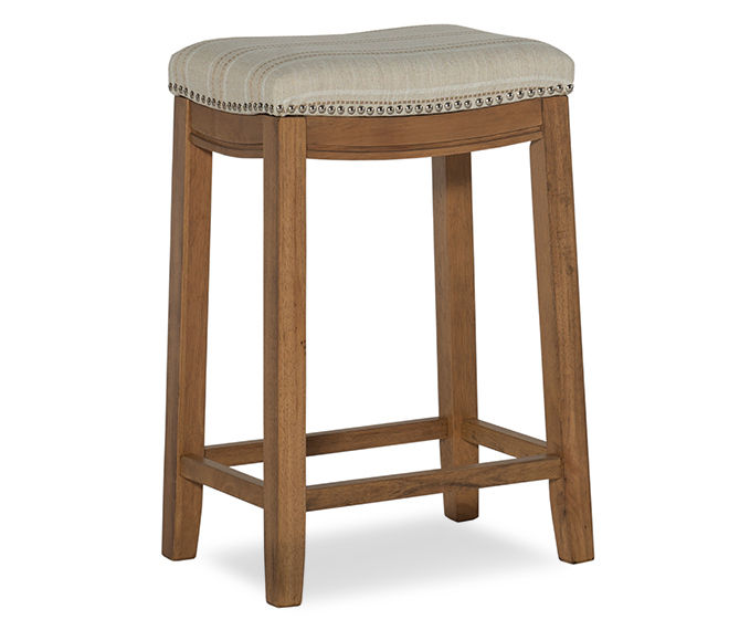 Brooke Natural & Rustic Brown Backless Striped Counter Stool