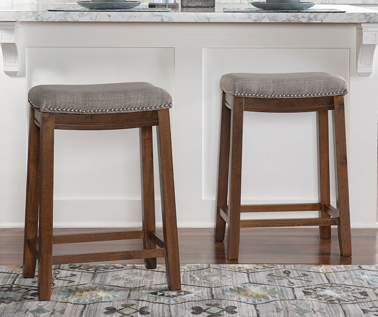 Brooke Gray Rustic Brown Backless Nailhead Counter Stool Big Lots