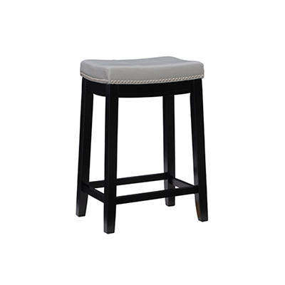 Brooke Gray & Black Faux Leather Backless Padded Counter Stool
