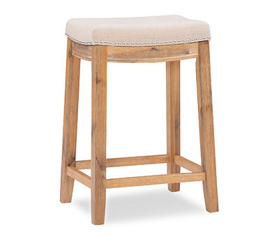 Brooke Natural & Rustic Brown Backless Padded Counter Stool