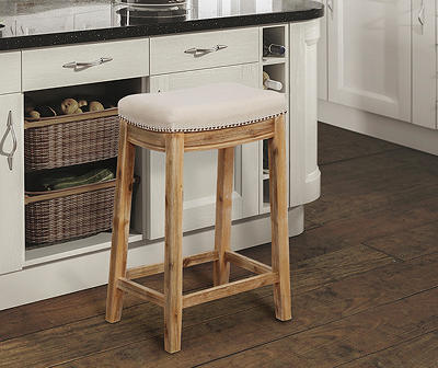 Brooke Natural & Rustic Brown Backless Padded Counter Stool