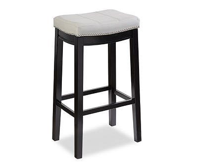 Brooke Gray & Black Faux Leather Backless Padded Bar Stool