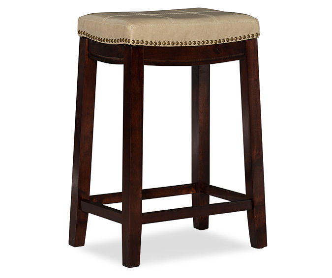 Costway Set Of 4 Nailhead Saddle Bar Stools 24'' Height W/ Fabric Seat &  Wood Legs Beige\gray : Target