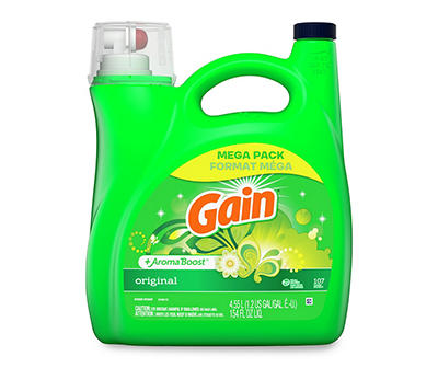 Gain + Aroma Boost Liquid Laundry Detergent, Original Scent, 107 Loads, 154 fl oz, HE Compatible