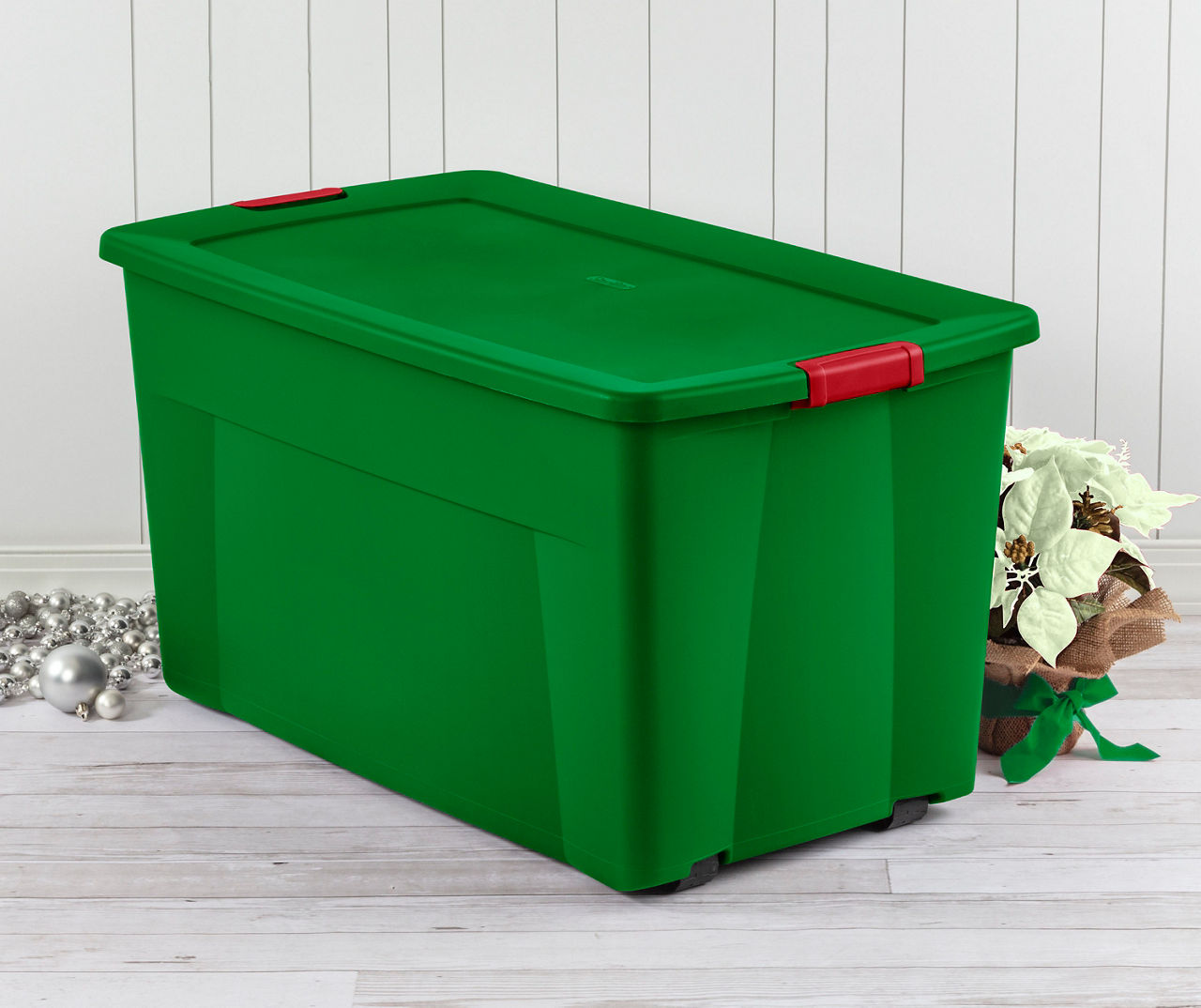 Elf Green Wheeled Latch Storage Tote, 45 Gal.