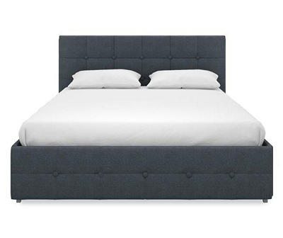 DHP Ryder Blue Linen Upholstered Queen Bed With Storage