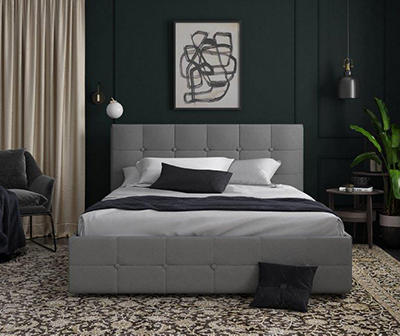 DHP RYDER GREY LINEN UPHOLSTERED BED W/S