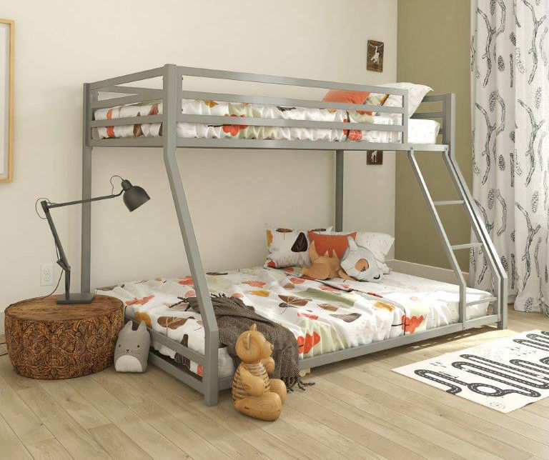 DHP Mason Silver Metal Twin-Over-Full Bunk Bed