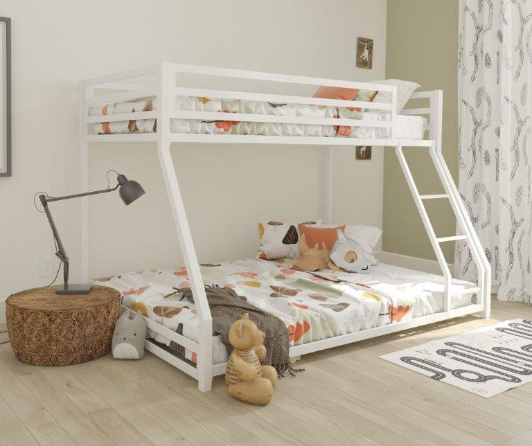 DHP Mason White Metal Twin-Over-Full Bunk Bed