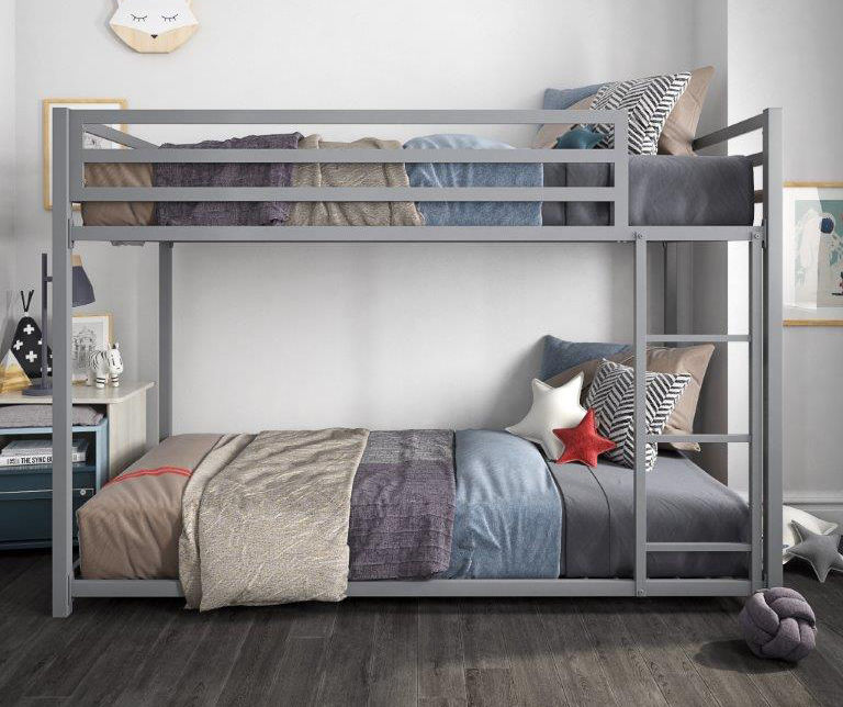 Atwater Living DHP Mason Silver Metal Twin Over Twin Bunk Bed