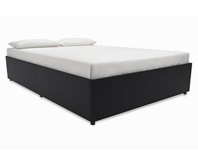 DHP Micah Black Faux Leather Queen Platform Bed With Storage
