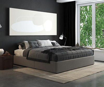 DHP Micah Gray Linen King Platform Bed With Storage