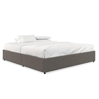 DHP Micah Gray Linen King Platform Bed With Storage