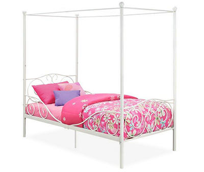 DHP Whimsical White Metal Twin Canopy Bed
