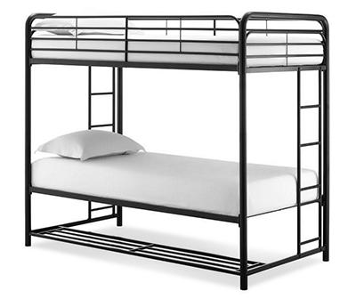 DHP Bethia Black Twin-Over-Twin Bunk Bed With Storage Bins