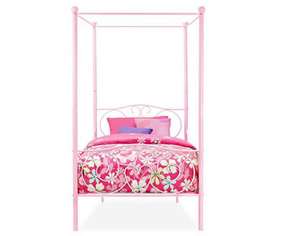 DHP Whimsical Pink Metal Twin Canopy Bed