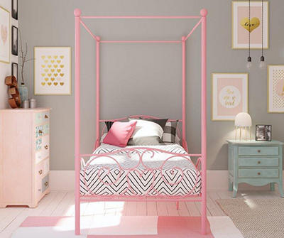 DHP WHIMSICAL METAL CANOPY BED TWIN, PIN