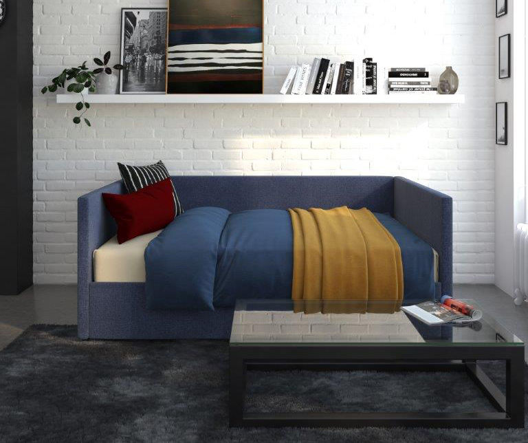 DHP Tallie Blue Linen Full Urban Daybed With Storage