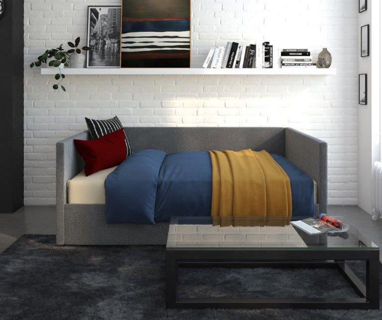 DHP Tallie Gray Linen Full Urban Daybed With Storage