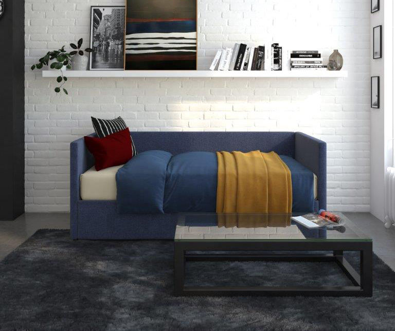 DHP Tallie Blue Linen Twin Urban Daybed With Storage