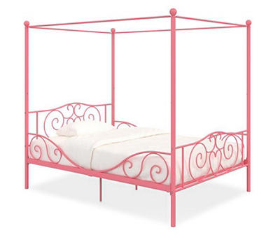 DHP Whimsical Pink Metal Full Canopy Bed
