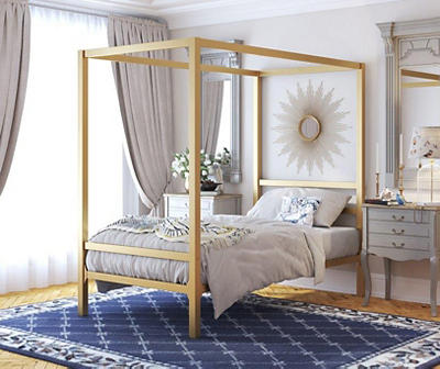 Dhp Cara Gold Metal Twin Canopy Bed, Dhp Canopy Metal Bed Twin Pink