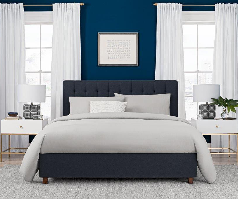 Atwater Living DHP Elvia Navy Linen Upholstered Queen Bed | Big Lots