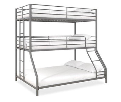 DHP Callum Silver Metal Twin & Full Triple Bunk Bed