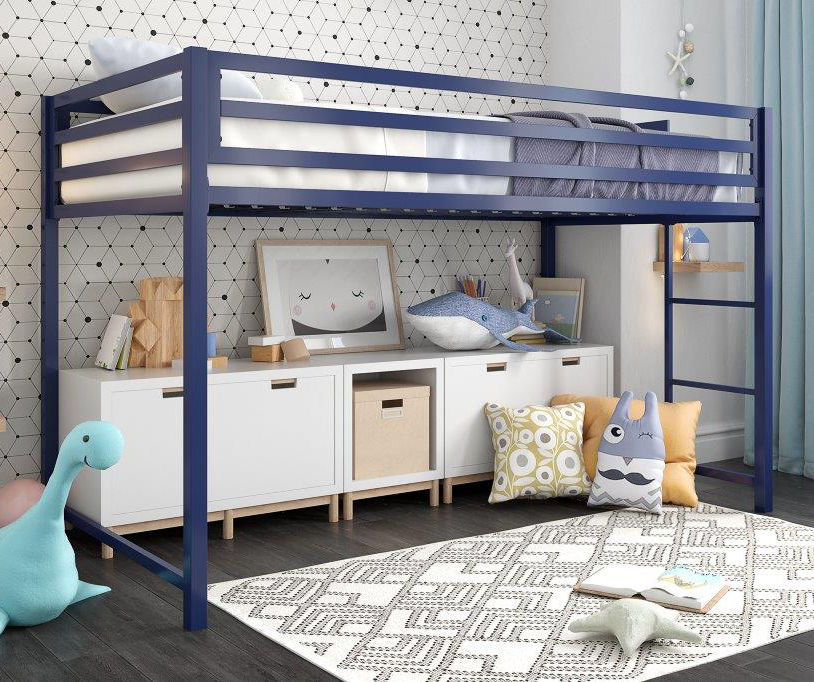 DHP Mason Blue Metal Junior Twin Loft Bed