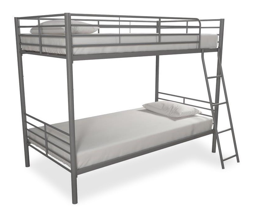 DHP Jalan Silver Twin-Over-Twin Convertible Metal Bunk Bed