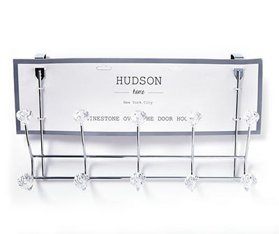 Hudson Home Silver Rhinestone Over-The-Door 5-Hook Rack
