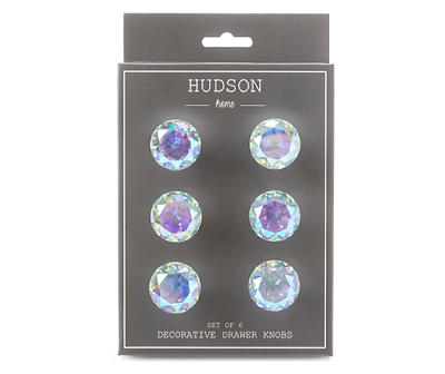 Hudson Home Purple Holographic Crystal Drawer Knobs, 6-Pack