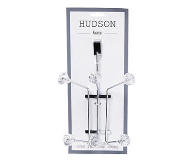 Hudson Home Chrome Crystal Over-The-Door 6-Hook Rack