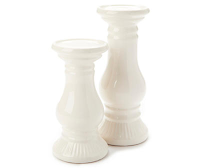 Ivory Ceramic Pillar Candle Holder, (10