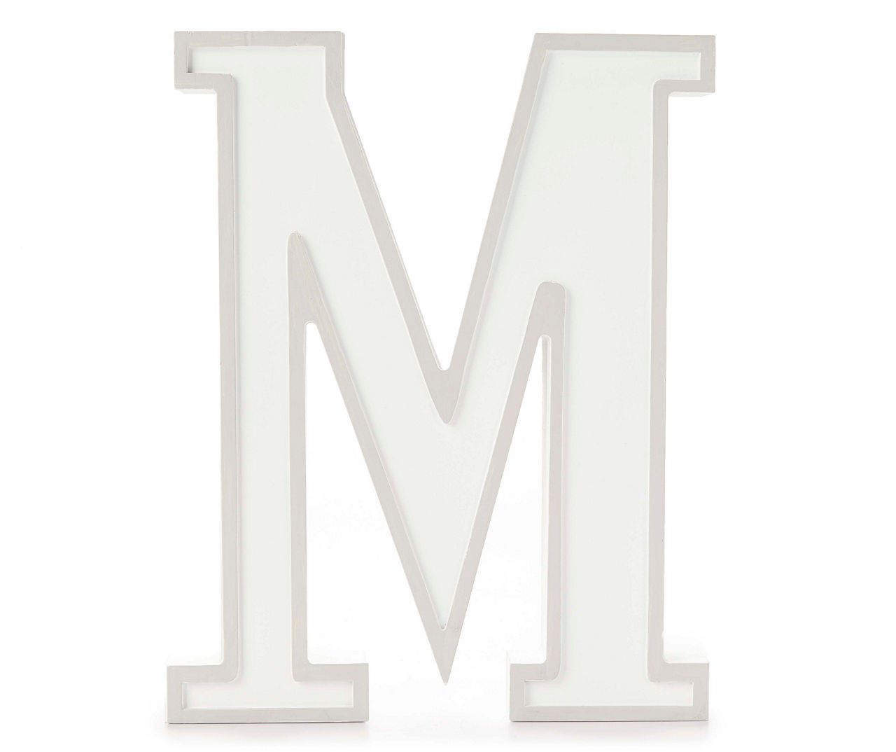 "M" Monogram Gray Wash Tabletop Letter Plaque